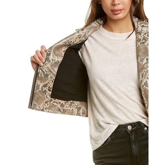 IRO Luiga Snake-Effect Leather Biker Jacket - Picture 8 of 14